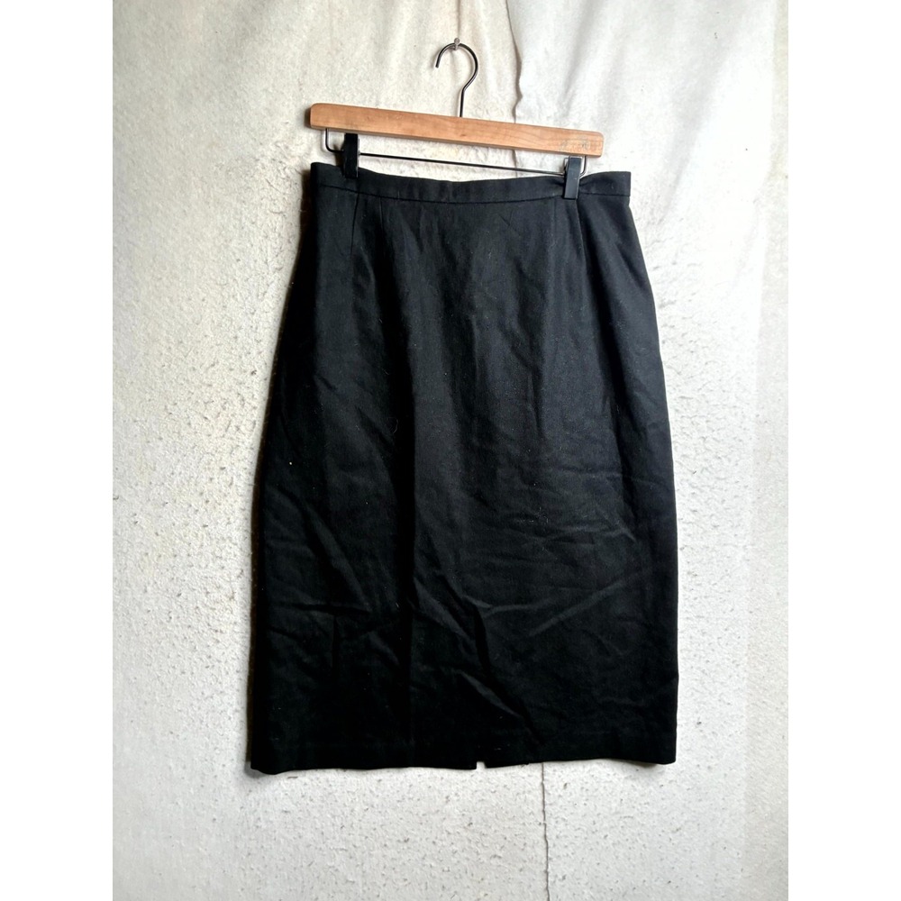 Vintage Ira Joyce Midi Skirt Womens 14 Black Pleated Pure Wool ILGWU USA Made